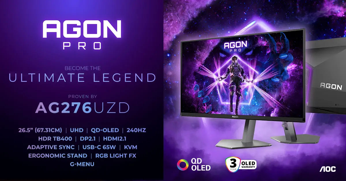 AOC'den QD-OLED Devrimi: Yeni AGON PRO AG276UZD 4K 240Hz ile Geliyor