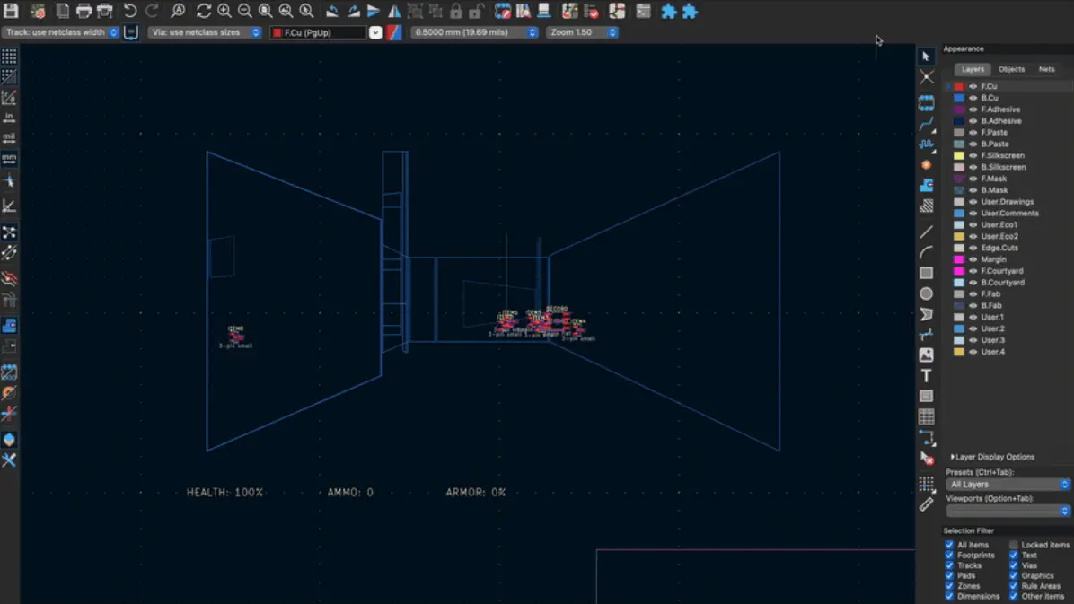 DOOM Artık Devre Kartı Tasarım Yazılımında: Duvarlar PCB İzlerine, Şeytanlar Çiplere Dönüşüyor!