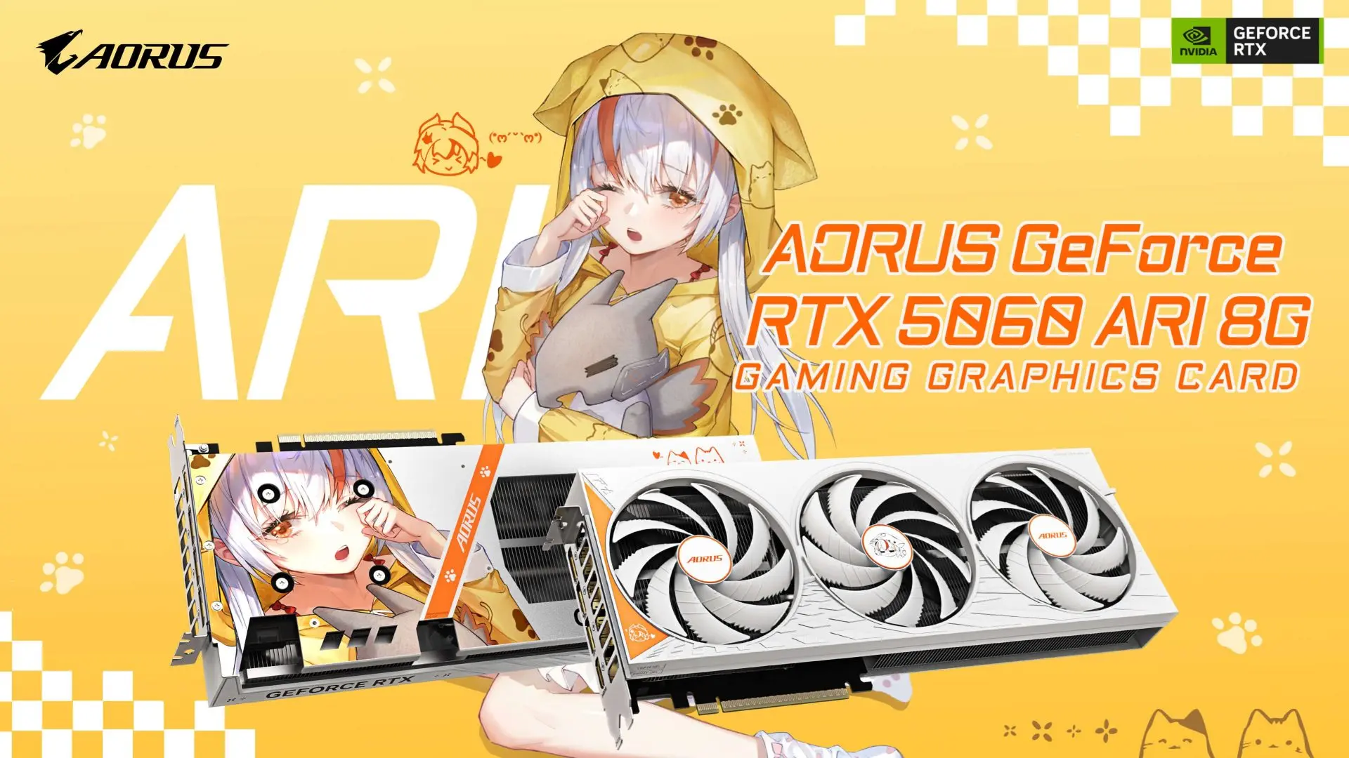 GIGABYTE'tan Anime Dokunuşu: Yeni AORUS GeForce RTX 5060 ARI 8G Tanıtıldı!